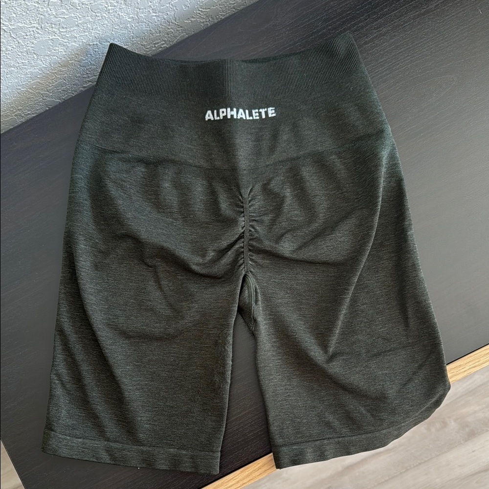 Alphalete Green Bike Shorts High-Rise Stretch